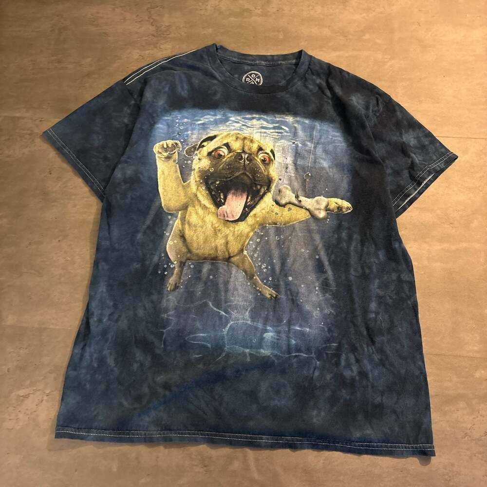 ODM Pug Nirvana Nevermind Parody Underwater Tie Dye T-Shirt